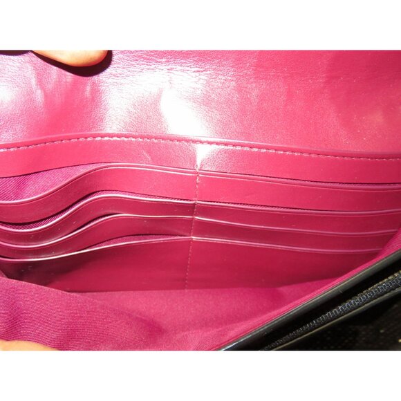 COACH Anna Purple & Black Color block Leather Fold Over Crossbody Handbag Clutch - Picture 8 of 14